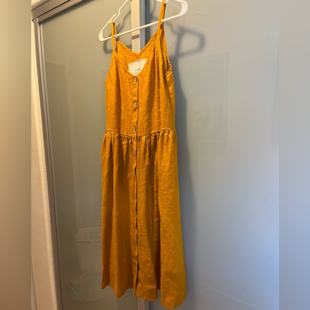 Not Perfect Linen Dress in Saffron